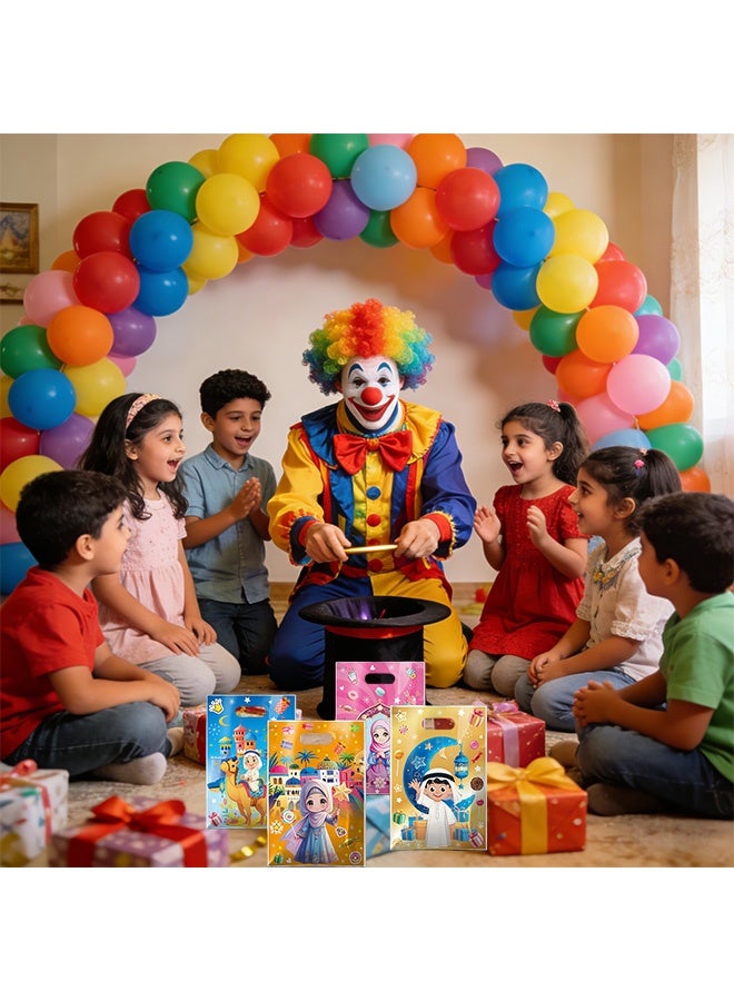 100 قطعة من أكياس الهدايا الكرتونية اللطيفة ذات الطابع العيداني على الطراز العربي لأحزاب الأطفال مع مقبض مثالية لهدايا رمضان احتفالات أعياد الميلاد أكياس الهدايا المهرجانية تغليف هدايا حفلات استقبال المولود الجديد - Image 3