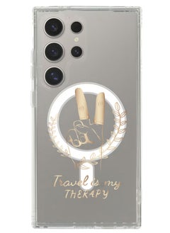 Magnetic Case for Samsung Galaxy S24 Ultra 6.8-inch Compatible with MagSafe Wireless Charging, Shockproof Phone Bumper Cover Travel is my Therapy