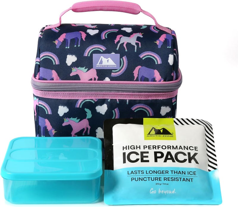 Arctic Zone Kids Lunch Bucket Combo with 210g Ice Pack and Sandwich Container, Unicorn Princess - Image 1