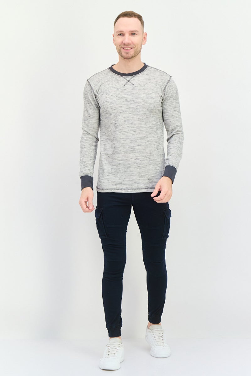 Company Eighty One سويت شيرت رجالي بأكمام طويلة بياقة دائرية، رمادي فاتح - Image 2