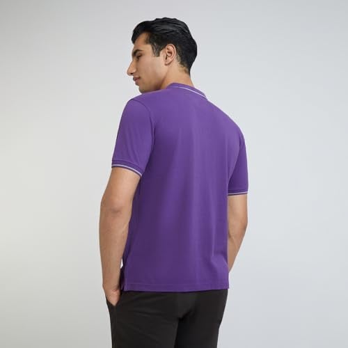 Raymond Men Contemporary Fit Solid Polo T-Shirt | 100% Pure Cotton | Casual Half Sleeve Tee | Dark Violet - Image 4