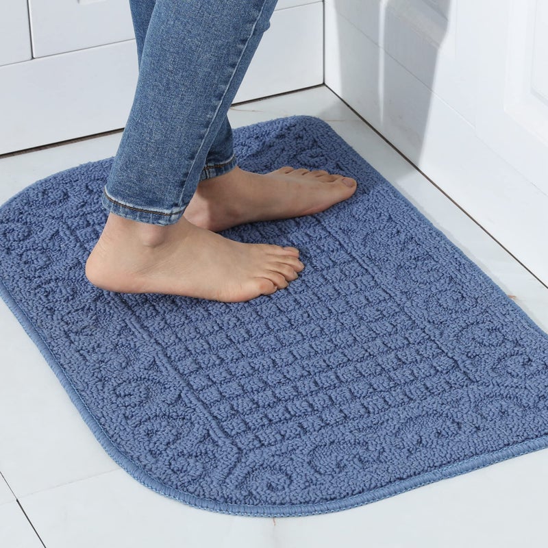 COSY HOMEER COSY HOMEER 27X18 Inch Anti Fatigue Kitchen Rug Mats are Made of 100 Polypropylene Half Round Rug Cushion Specialized in Anti Slippery and Machine Washable Blue 1pc