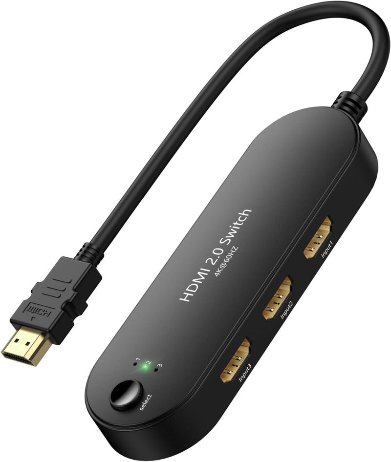 Vilcome HDMI Switch 4K@60Hz, Vilcome 4K HDMI Splitter 3 in 1 Out, 3 Port Hdmi Switcher Box Supports UHD 3D HDR, Multi Port HDMI Hub Selector for Xbox PS3 4 5 TV Gaming Roku HDTV Fire Stick - Image 1