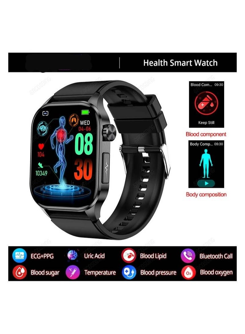 AROAQ Health Smart Watch Blood Glucose Monitoring Uric Acid ECG+PPG+HRV Heart Rate Body Composition Bluetooth Call Smartwatch - Image 1