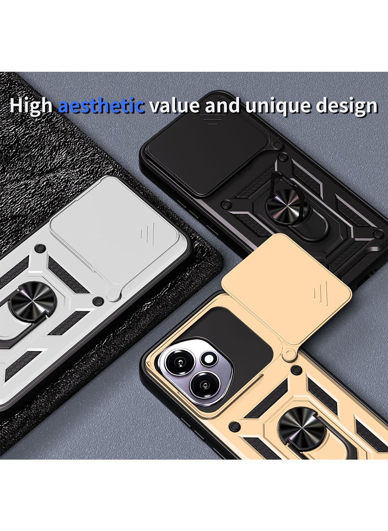 Case for Honor 400 with Sliding Camera Cover, Kickstand, PC+TPU Dual-Layer Back Cover,Silver  - Image 3