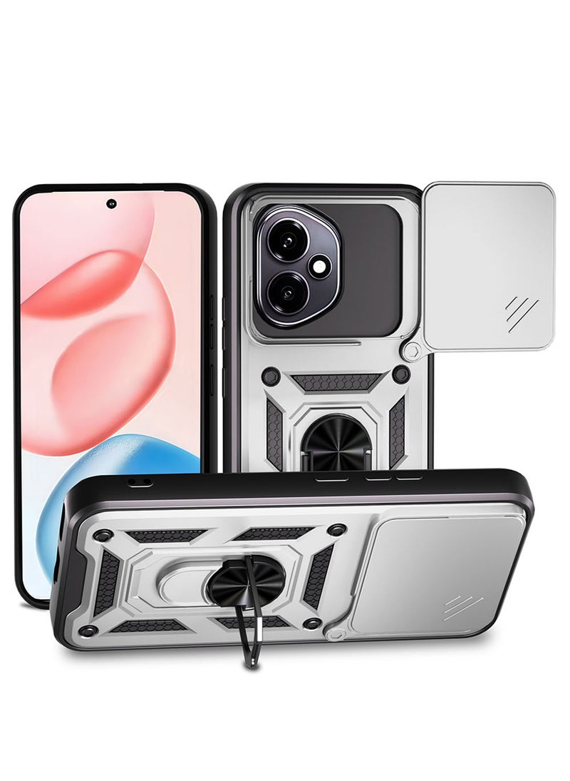 Case for Honor 400 with Sliding Camera Cover, Kickstand, PC+TPU Dual-Layer Back Cover,Silver  - Image 1