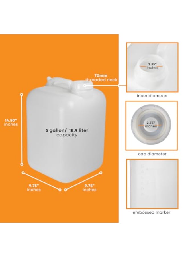FastRack 5 Gallon Water Jug Pack of 4 BPAFree FoodGrade and LeakProof White Water Container Ideal for Brewing Fermentation or Storage - Image 3