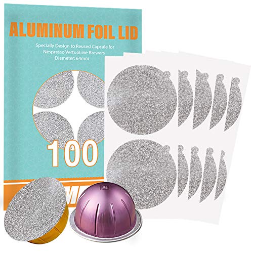 CAPMESSO Aluminum Foils Lids to Reuse Vertuoline Capsules Coffee Pods Compatible with Nespresso VertuoLine Machine 64mm(100/package) - Image 1