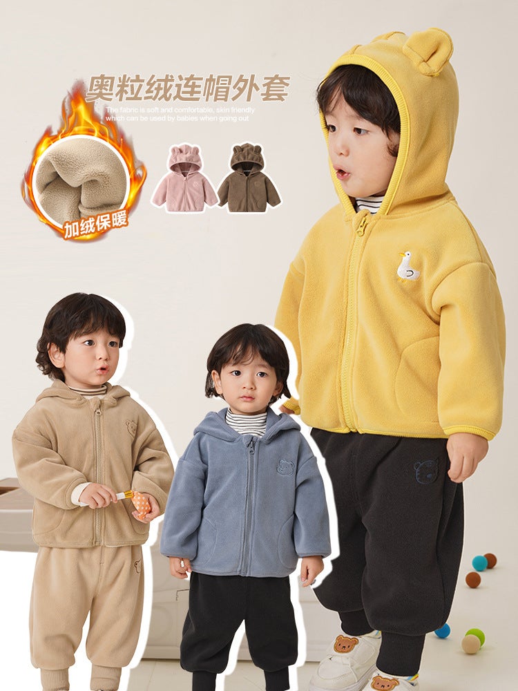 Kaka Panda Baby Fleece Jacket For Girls, Winter Clothing For Boys, Cotton Coat, Baby Children'S Winter Warm Top - Image 2
