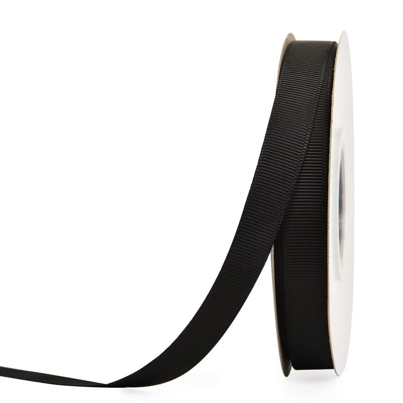 YAMA 1/2 inch Solid Grosgrain Ribbon Roll - 25 Yards for Gift Wrapping Ribbons, Black - Image 1