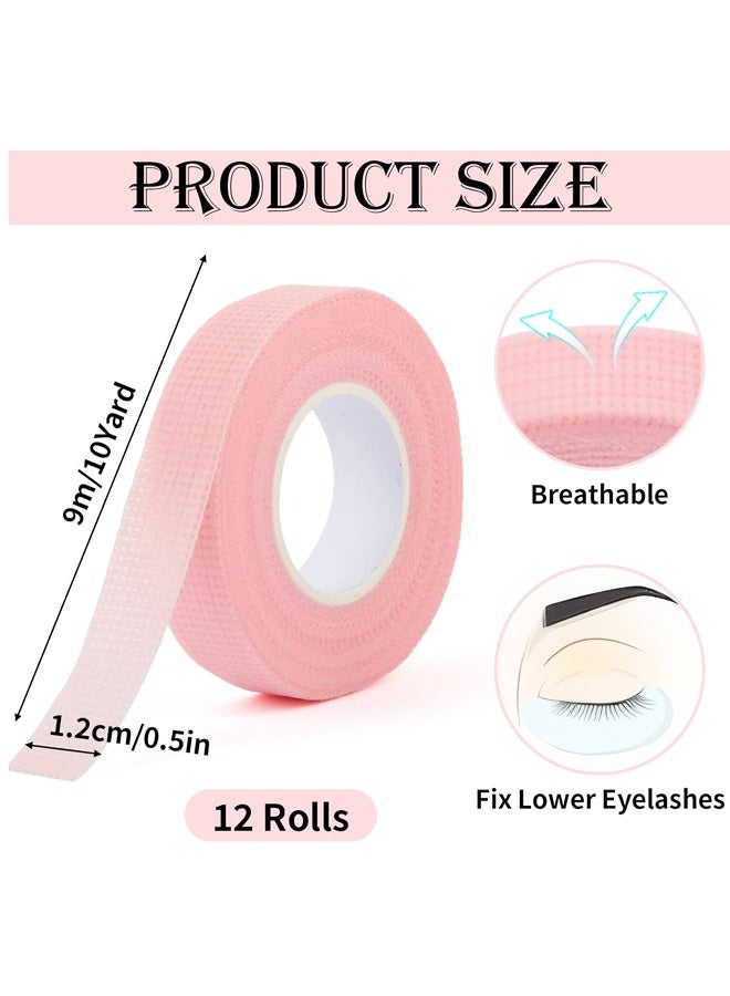 12Rolls Pink Soft Micropore Eyelash Extension Lash Tape - Image 2