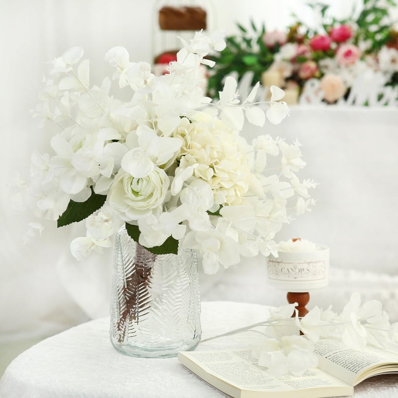 GREENTIME 2 Pack White Eucalyptus Stems with 20 Branches 18.5'' Artificial Flower Bouquet for Vase Wedding Table Centerpiece Decor - Image 3
