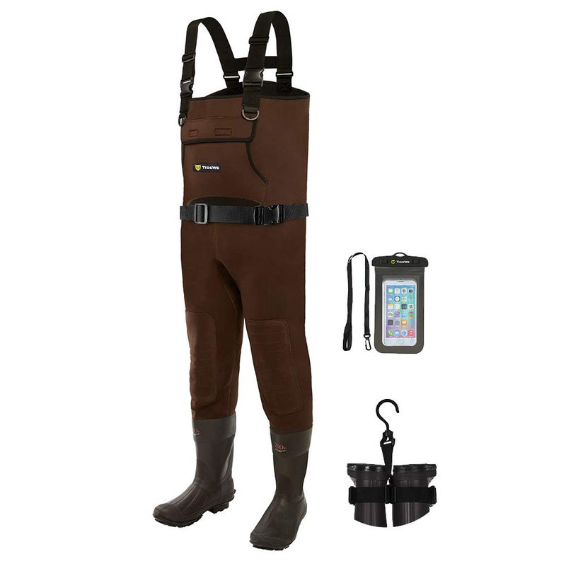 TIDEWE Neoprene Waders, Cleated Bootfoot Men Chest Waders, Waterproof Fishing & Hunting Chest Waders Brown Size 10 - Image 1