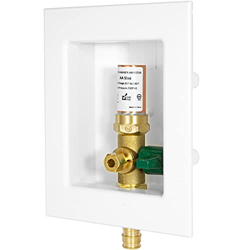 EFIELD صندوق مخرج صانع الثلج EFIELD Pex، اتصال تركيب توسيع Pex F1960 بقطر 1/2 بوصة مع صمام كروي بربع دورة مثبت، أبيض، مع مثبت نحاسي، (IM008) - Image 1
