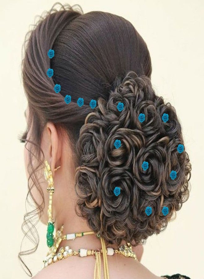 PRODUCTMINE مجموعة دبابيس شعر العروس من PRODUCTMINE® / دبابيس جودا ذهبية فاخرة مع وردة زرقاء صناعية للنساء والفتيات - 16 قطعة - Image 5