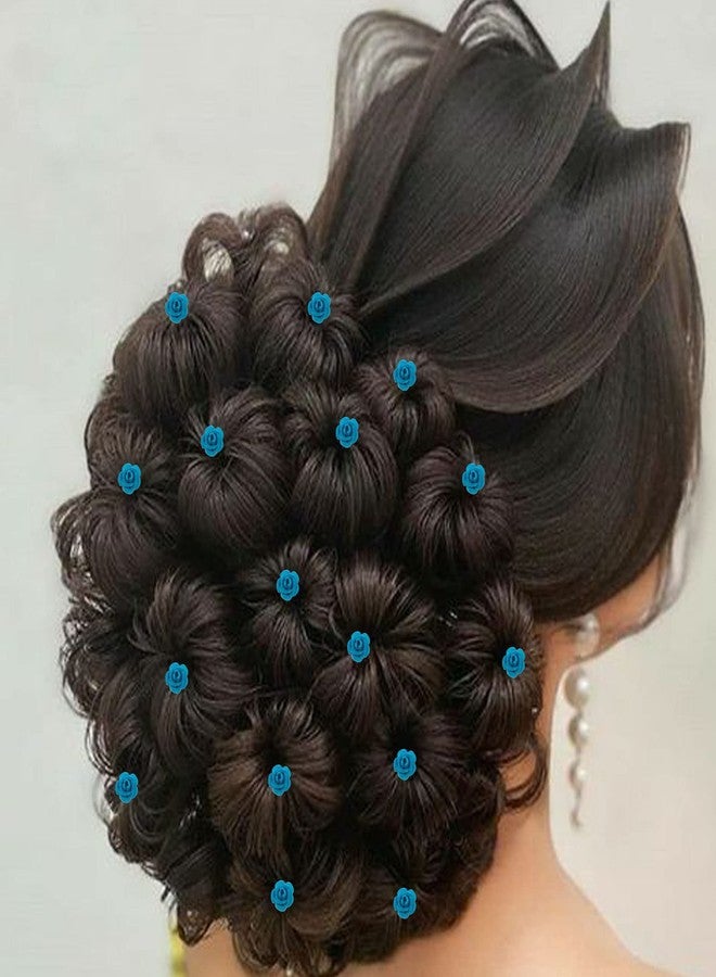 PRODUCTMINE مجموعة دبابيس شعر العروس من PRODUCTMINE® / دبابيس جودا ذهبية فاخرة مع وردة زرقاء صناعية للنساء والفتيات - 16 قطعة - Image 4