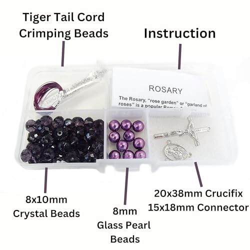 Linpeng Rosary Making Kit, Purple Catholic Prayer Necklace Supplies, DIY Jewelry Supplies, Gift for Beader, 1 Pack - Image 5