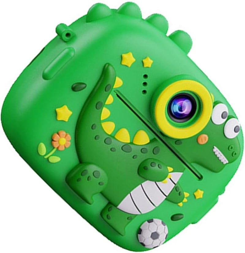 Green Dinosaur Kids Camera 1080P Dual Lens with Thermal Printing and Music Playback - Image 1