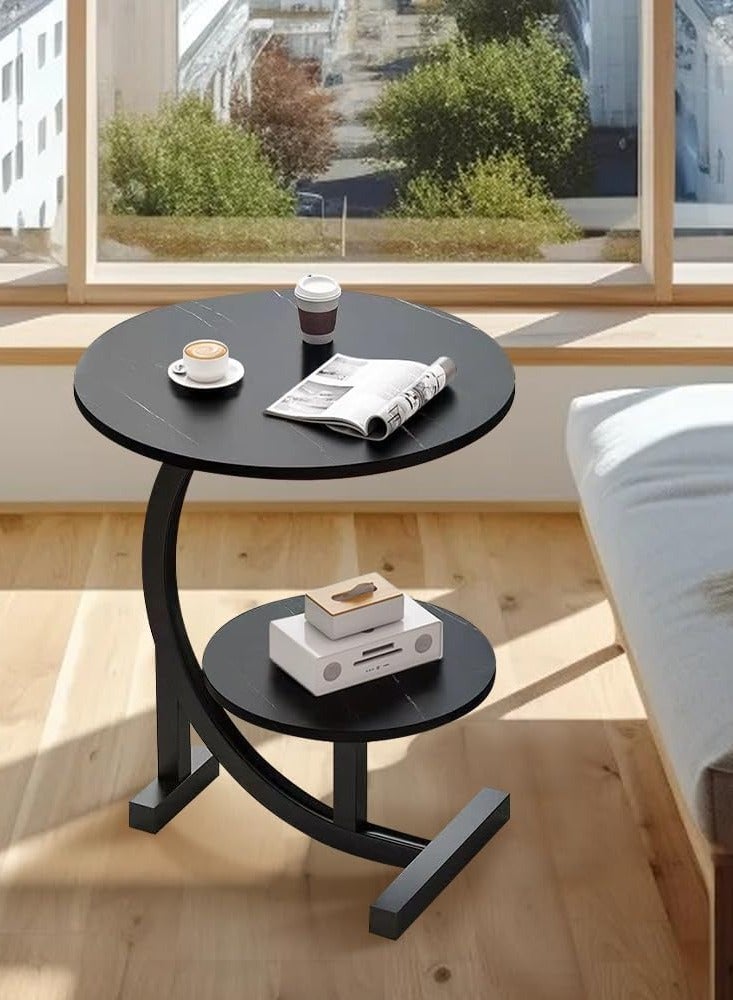 DubaiGallery End Table, Side Table, Oval Table, C-Shaped Couch Table for Living Room, Snack Table for Small Space, Living Room, Bedroom, Marble Top & Metal Frame - Image 2