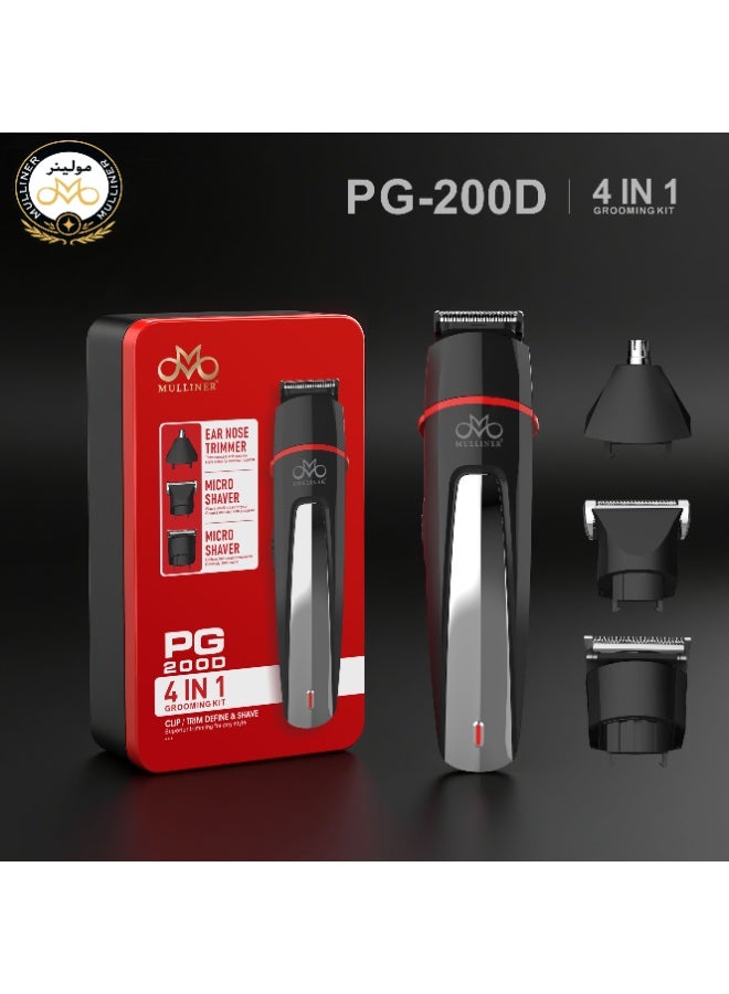Mulliner PG200D 4-in-1 Grooming Kit | Trimmer, Clipper, Nose & Ear Trimmer, Micro Shaver | 600mAh Lithium Battery - Image 2