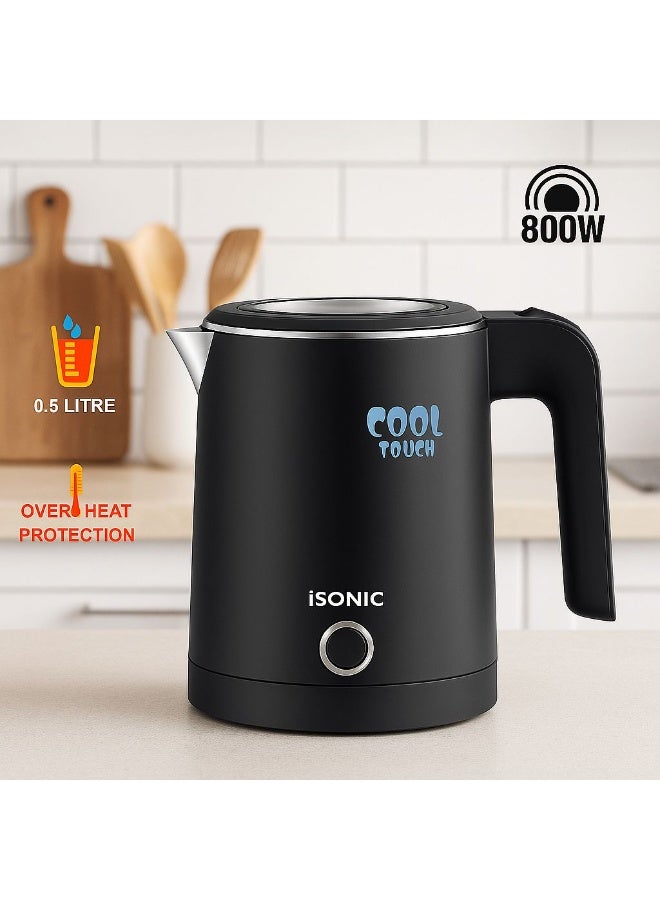 iSONIC غلاية كهربائية بدون سلك سعة 500 مل من الفولاذ المقاوم للصدأ مع خاصية منع الاحتراق الجاف للاستخدام المنزلي الملون في السكن الجامعي - Image 2