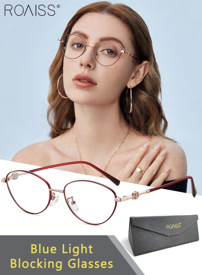 roaiss Women's Oval Titanium Full Frame Anti-blue Light Glasses, Blue Light Filtering, Anti-ultraviolet Glare Retro Eyeglasses for Daily Wear, Computer Office and Gaming Comfortable to Wear - Image 1