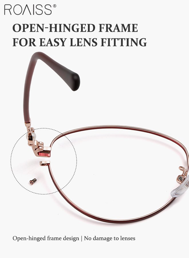 roaiss Women's Oval Titanium Full Frame Anti-blue Light Glasses, Blue Light Filtering, Anti-ultraviolet Glare Retro Eyeglasses for Daily Wear, Computer Office and Gaming Comfortable to Wear - Image 4