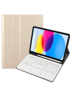 For Samsung TabS9FE11 Inch 2023 Protective Cover Wonderful Control Magnetic Suction Colorful Backlit Bluetooth Keyboard Soft Shell-Color:Gold-Touch Keyboard-Product Type:Samsung Tab S9 FE 10.9 Inch SM-X510/X516