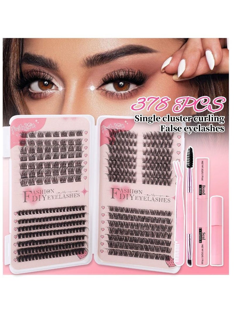 Generic 4 Styles DIY Eyelash Extension Set 378 Clusters, 8-16mm Hybrid Individual Eyelash Curler, Natural Curl Individual Eyelash Set, Segmented False Eyelash, Volume Eyelash  - Image 2