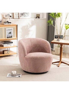 Pink Boucle Accent Chair with Swedish Wood By Alhome 80x85 cm