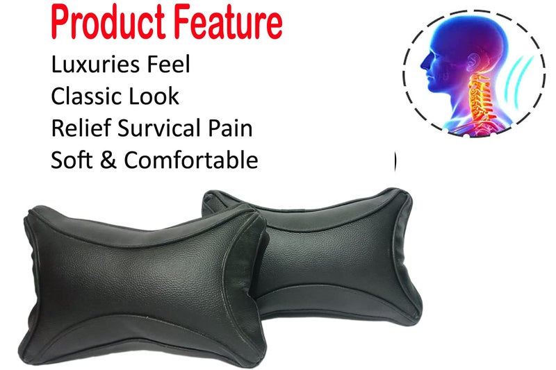 ABS AUTO TREND ABS Car Seat Neck Rest Cushion Pillow for XUV 700 (Set of 2) FauxLeather (27x08x17 CM) Black - Image 2