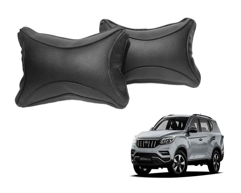 ABS AUTO TREND ABS Car Seat Neck Rest Cushion Pillow for XUV 700 (Set of 2) FauxLeather (27x08x17 CM) Black - Image 1