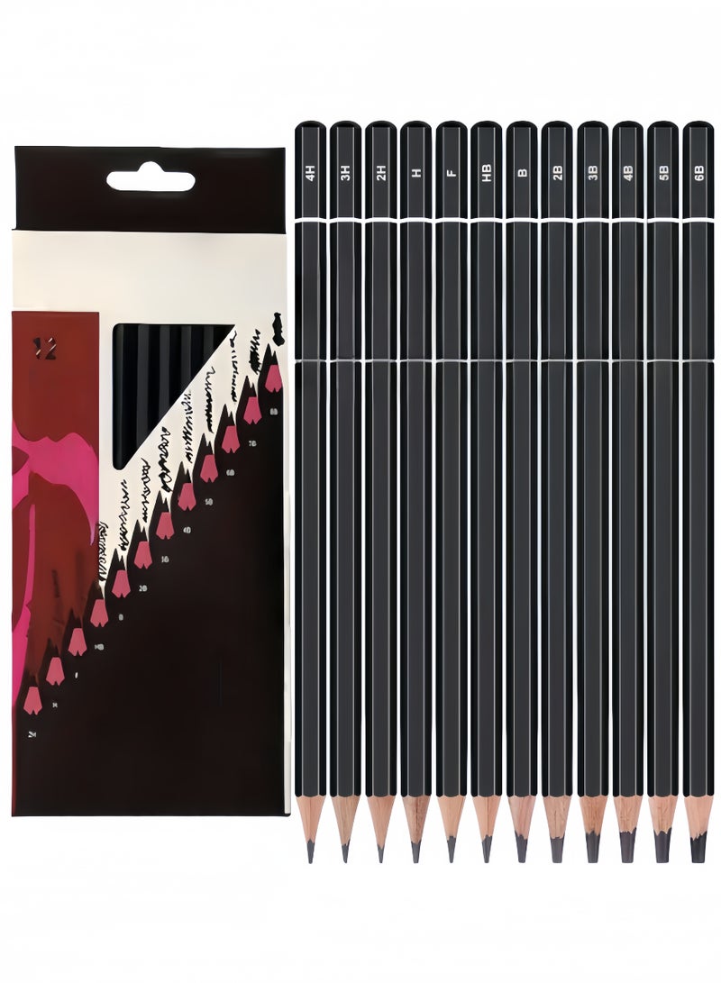 12pcs Boxed 2H-8B Professional Sketch Pencil Set, Suitable for Drawing and Painting Art Supplies, Essential School Stationery Gift for Back to School, Must-Have Art Academy Gift, School Essentials - Image 1