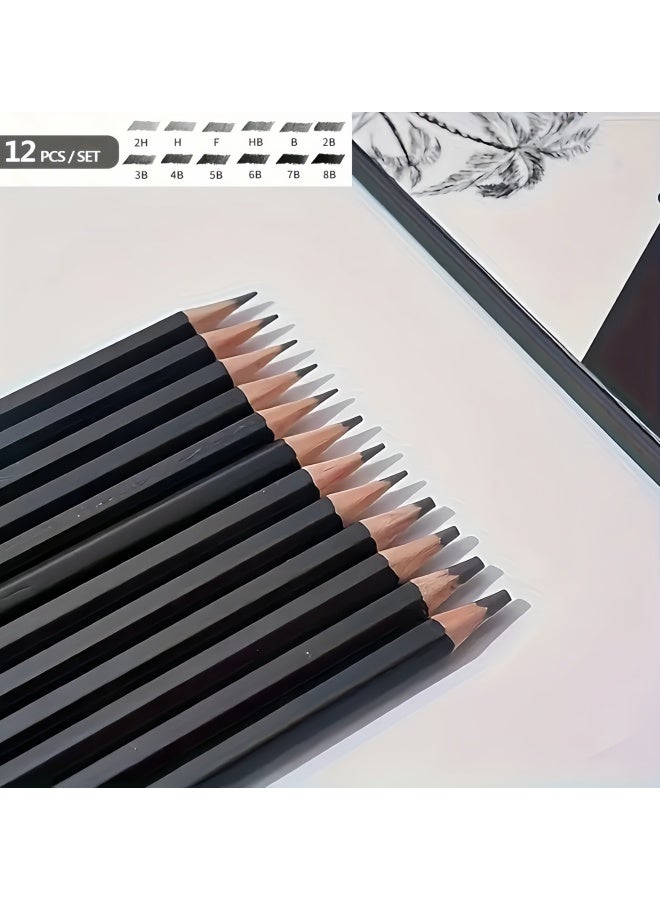 12pcs Boxed 2H-8B Professional Sketch Pencil Set, Suitable for Drawing and Painting Art Supplies, Essential School Stationery Gift for Back to School, Must-Have Art Academy Gift, School Essentials - Image 3