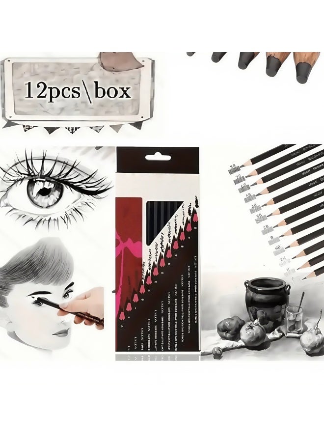 12pcs Boxed 2H-8B Professional Sketch Pencil Set, Suitable for Drawing and Painting Art Supplies, Essential School Stationery Gift for Back to School, Must-Have Art Academy Gift, School Essentials - Image 3
