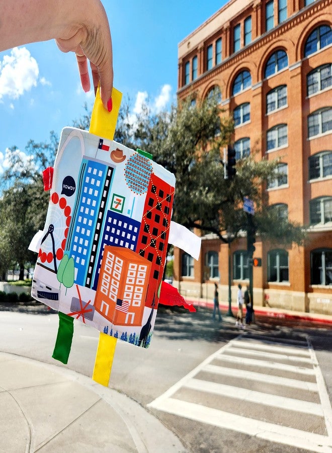 The Learning Lovey Baby Jack & Co 8x8” Learning Lovey Dallas Texas Tag Toys for Babies - Baby Crinkle Toys - Soft & Safe - Learn USA Cities and Shapes - Ideal Baby Toy & Gift BPA Free w/Stroller Clip - Image 4