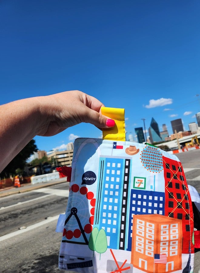 The Learning Lovey Baby Jack & Co 8x8” Learning Lovey Dallas Texas Tag Toys for Babies - Baby Crinkle Toys - Soft & Safe - Learn USA Cities and Shapes - Ideal Baby Toy & Gift BPA Free w/Stroller Clip - Image 5