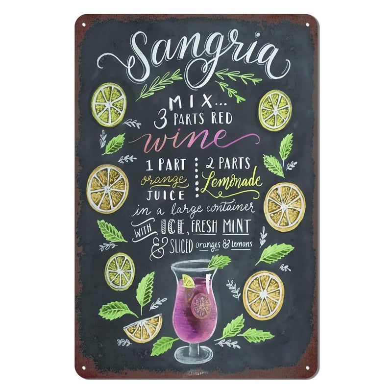 kengtou Vintage Sangria Cocktail Wall Decor Sign - Image 1