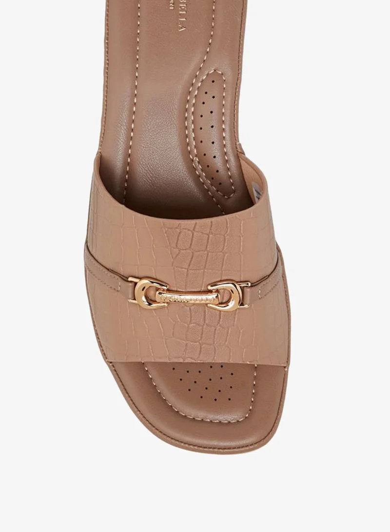 Flora Bella By Shoexpress TAUPE Flora Bella Women Animal Textured Slip-On Sandals for Women | Best Price UAE