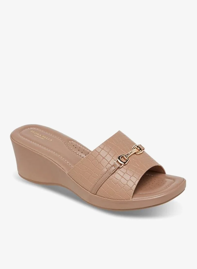 Flora Bella By Shoexpress TAUPE Flora Bella Women Animal Textured Slip-On Sandals for Women | Best Price UAE