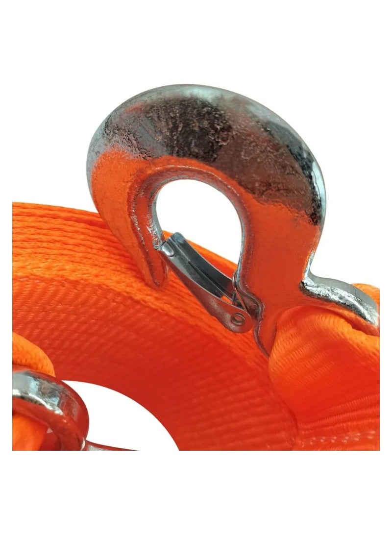 FAJ Premium 6M/8T Vehicle Tow Rope with High Visibility Orange Webbing, 8 Ton Capacity Recovery Strap with Safety Clips and Storage Bag for Emergency Off-Road & Roadside Assistance - FAJ TR8006 - Image 2