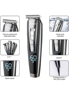 Hatteker Hair Clipper Beard Trimmer Kit for Men Cordless Hair Mustache Trimmer Hair Cutting Groomer Kit Precision Trimmer Waterproof USB Rechargeable 5 in 1  - Image 3