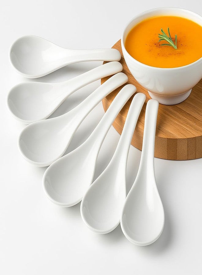 KOLIBROX Asian Soup Spoons Set - Durable Melamine Spoon for Ramen, Miso, Japanese & Chinese Soups - Comfortable Grip, Dishwasher Safe & Long-Lasting - Perfect for Home & Restaurant Use | One Set/ 6PCS - Image 3