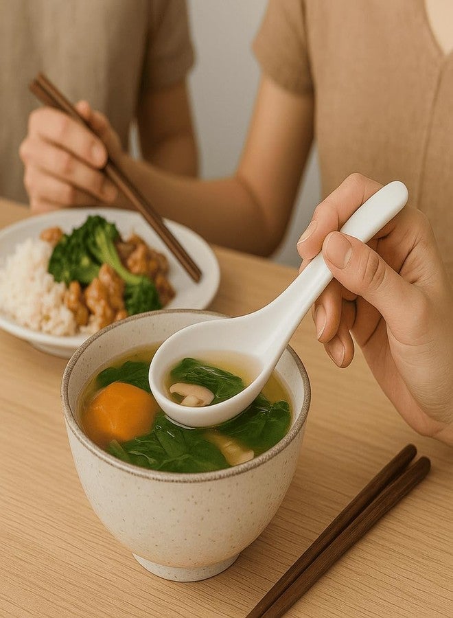 KOLIBROX Asian Soup Spoons Set - Durable Melamine Spoon for Ramen, Miso, Japanese & Chinese Soups - Comfortable Grip, Dishwasher Safe & Long-Lasting - Perfect for Home & Restaurant Use | One Set/ 6PCS - Image 4