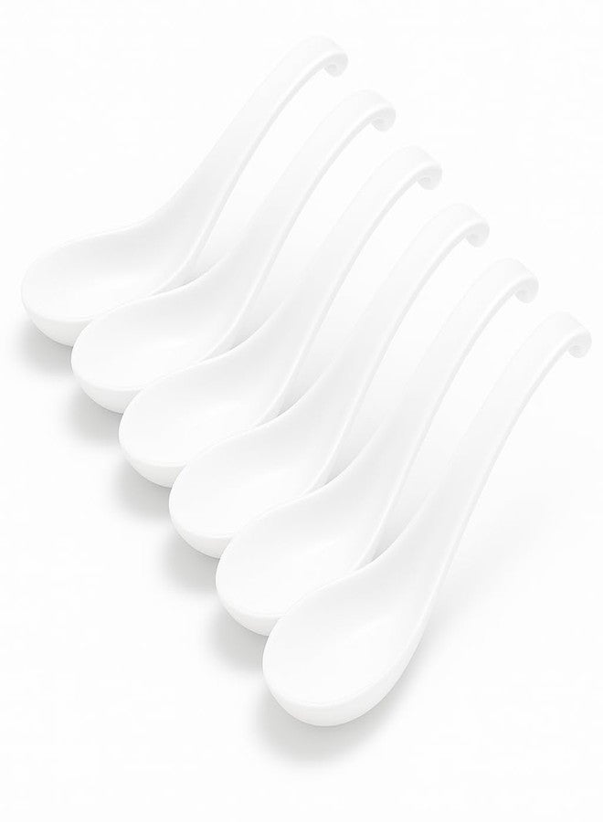 KOLIBROX Asian Soup Spoons Set - Durable Melamine Spoon for Ramen, Miso, Japanese & Chinese Soups - Comfortable Grip, Dishwasher Safe & Long-Lasting - Perfect for Home & Restaurant Use | One Set/ 6PCS - Image 1