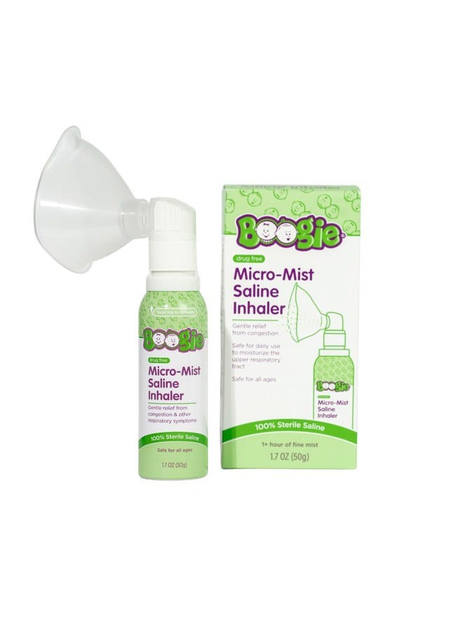 Boogie Micro-Mist Saline Inhaler, Baby Nose Congestion Relief, Nasal Spray for Kids, Pediatrician Recommended, HSA/FSA Eligible, Unscented, 1.7 oz (Pack of 1)  - Image 1