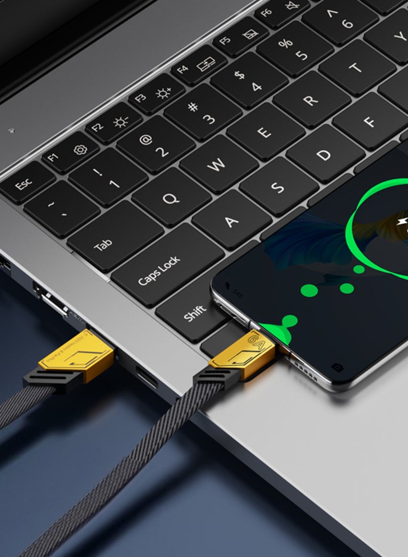 TRANSFORMERS TF-A08 Fast Charging Braided Cable – 100W Power, 1.5m USB-A to Type-C, Durable & Tangle-Free Design – Yellow - Image 5