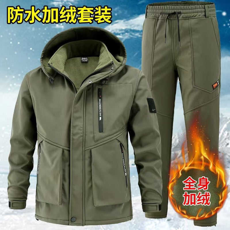 Fleece-Lined Charge Clothes Coat Work Clothes Waterproof Suit Men'S Cold-Proof Warm Upper And Lower Clothes Work Clothes - Image 4