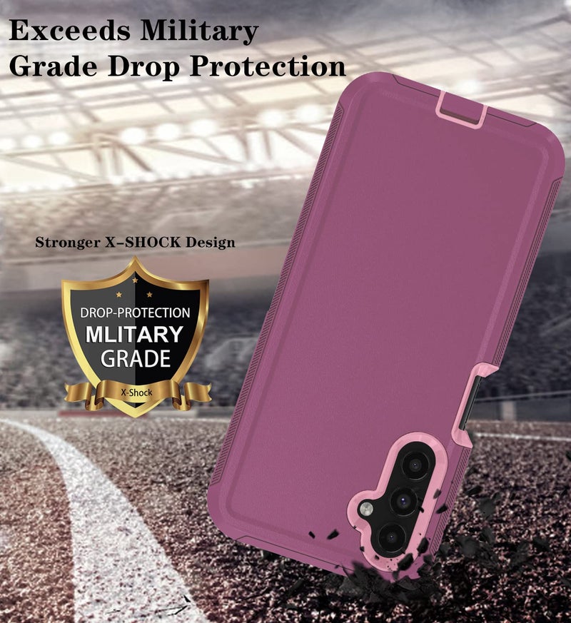 ONOLA Compatible with Samsung Galaxy A14 5G Case with HD Screen Protector, Heavy Duty Shockproof & Dropproof 3-Layer Cover Phone Case for Samsung A14,WineRed Pink - Image 4