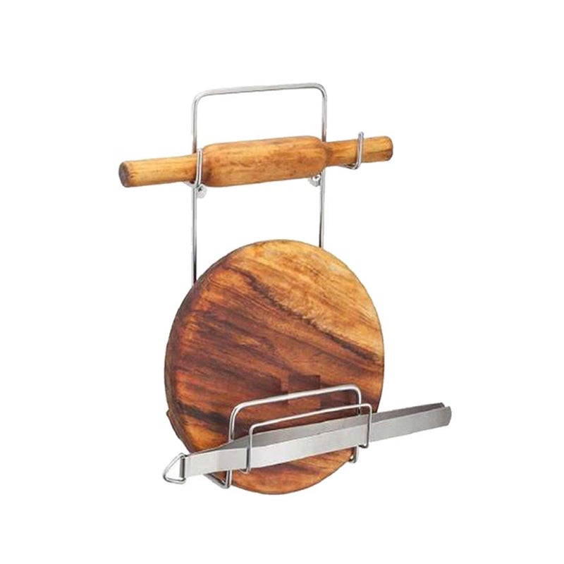 JISUN Stainless Steel Wall Mounted Chakla Belan Stand Wall Mounted Ladle Hook Rail for Kitchen Silver Pack of 3  - Image 5